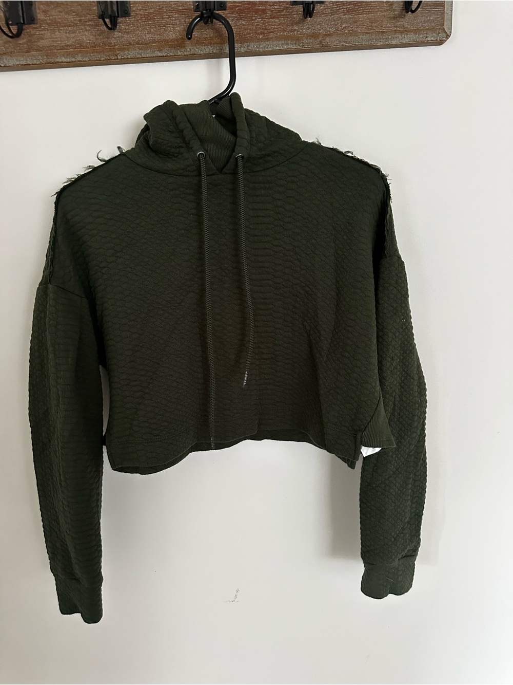 Cropped Olive Green Hoodie Sweatshirt